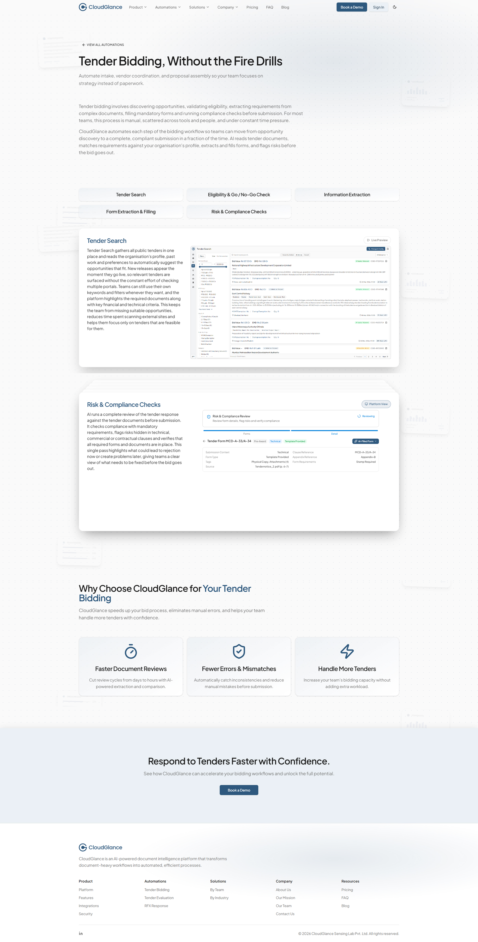 An automation detail page - the tertiary template with task cards