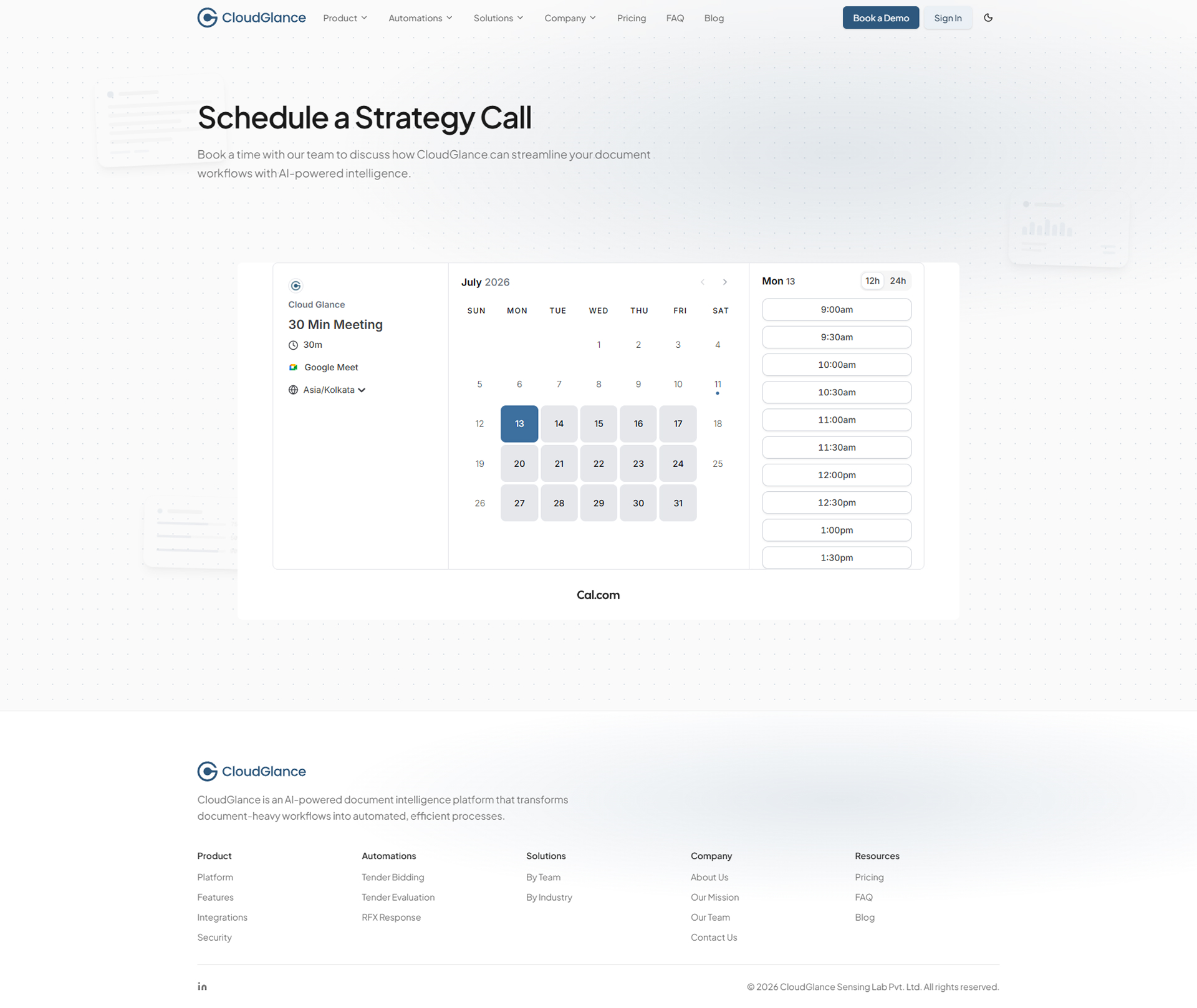 CloudGlance Contact page - full page
